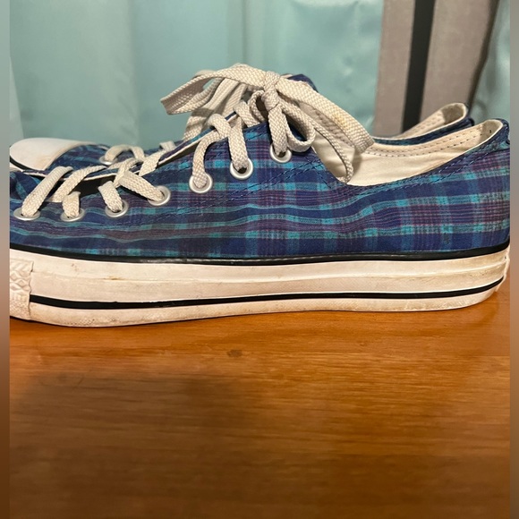 Converse All Star Blue plaid low top sneakers men’s size 10.5- GUC - Picture 10 of 11